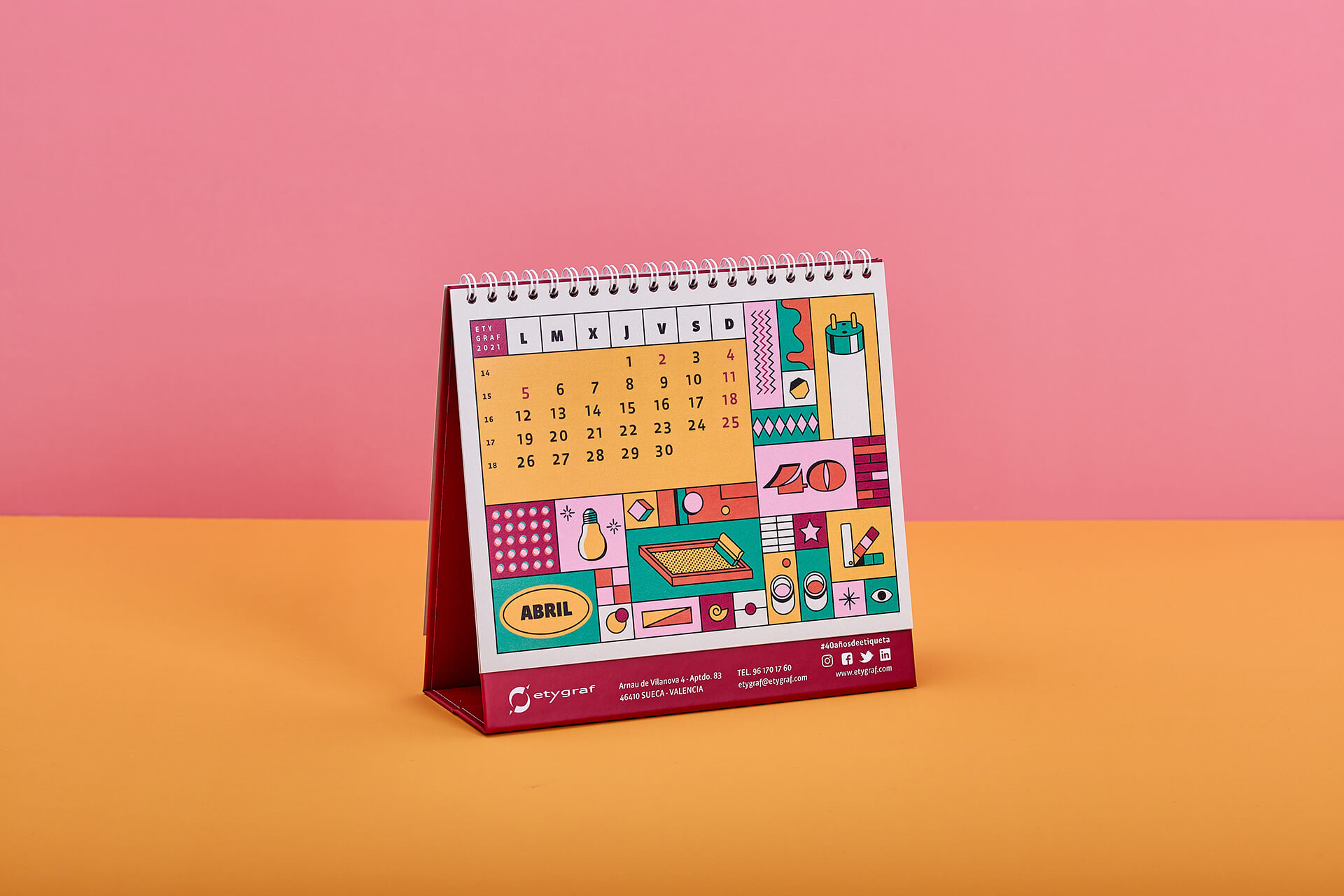 Diseño del calendario Etygraf 40 aniversario